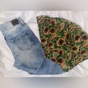 Justice girls jeans with handmade bells added to bottom